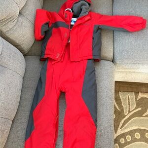 Columbia Red and Gray Snowsuit and Jacket Matching Set